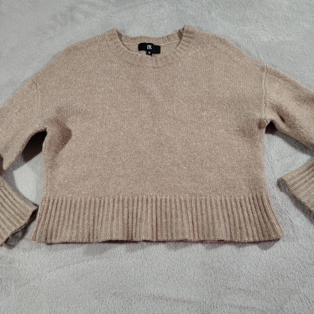 Banana Republic Cropped Sweater Ladies M Tan Wool Blend Soft School Work Comfort